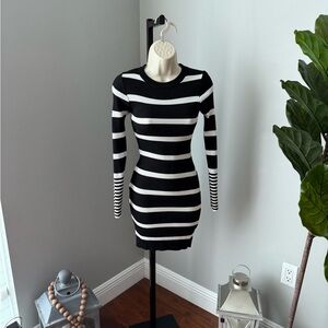 Lulu's Black and White Long Sleeve Dress